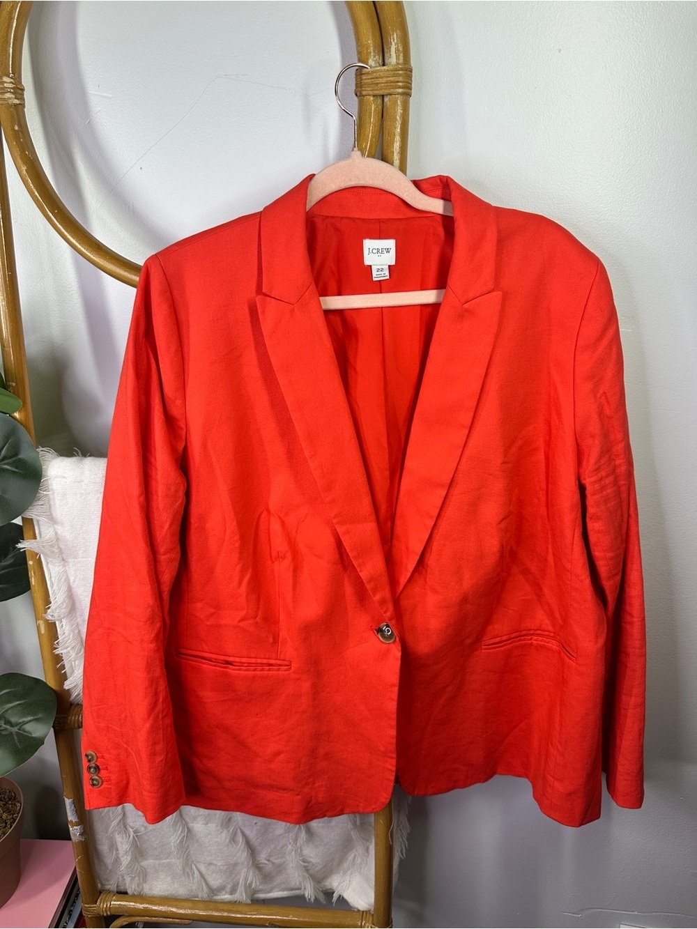 J.Crew Linen Blend One Button Blazer sz 22